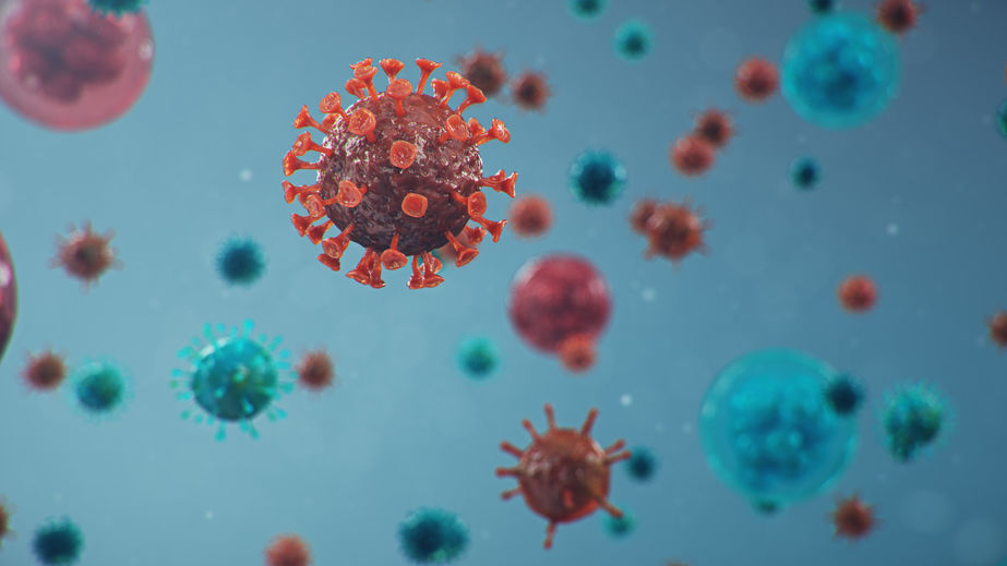 Outbreak of Chinese influenza – called a Coronavirus or 2019-nCoV, which has spread around the world. Danger of a pandemic, epidemic of humanity. Human cells, the virus infects cells. 3d illustration